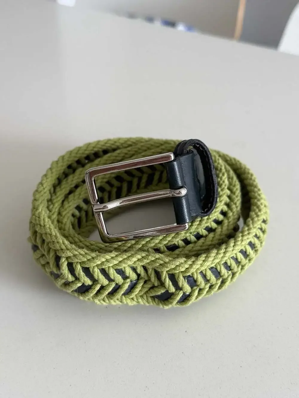 William & Son Green and Navy Braided Woven Belt Size 43.5 inc